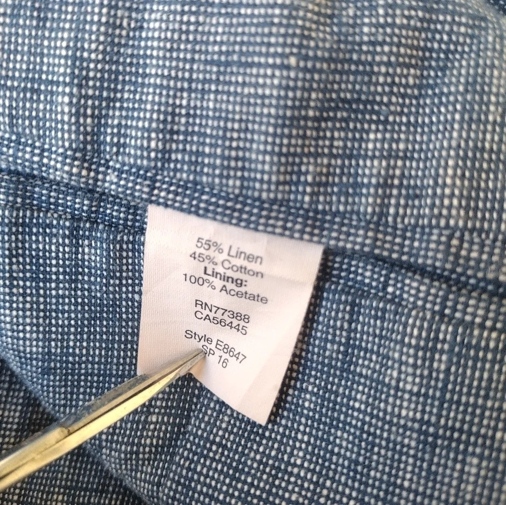 J Crew (e8647) Mens Blue 2 Button Blazer / Sports coat - Size XL Linen Blend